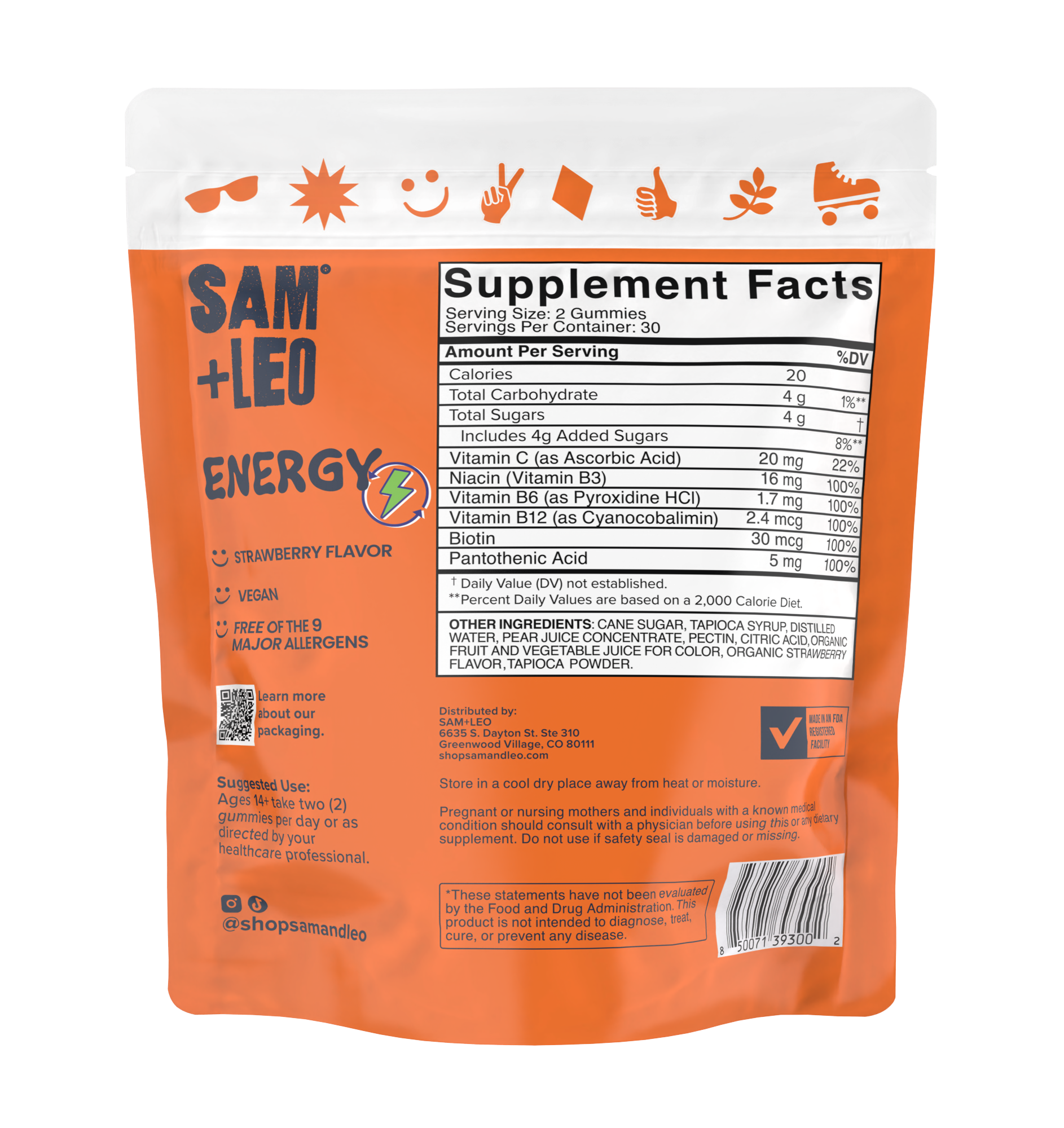 SAM+LEO ENERGY Gummy Vitamins for Kids and Teens
