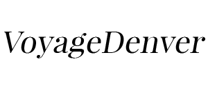 Text 'VoyageDenver' in black on a green background